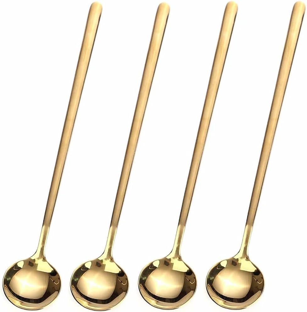 Gold Long-Handle Coffee Spoons (4-Pack), 6.7 inch Stainless Steel Stirring Spoons product photo