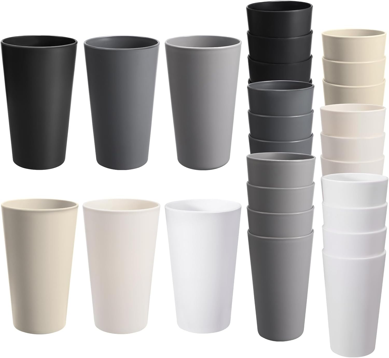24-Pack Unbreakable Plastic Cups 20oz, Stackable Reusable Tumblers (6 Colors) product photo
