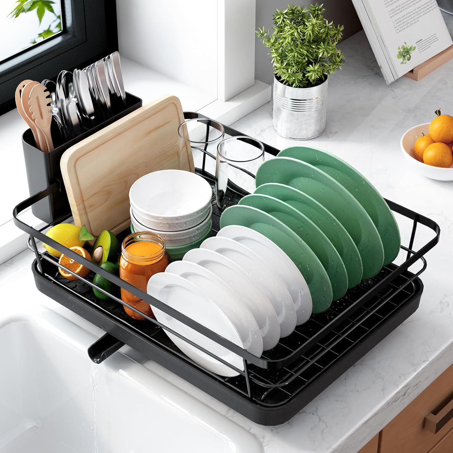Kitsure Stainless Steel Dish Drying Rack (Black) product photo