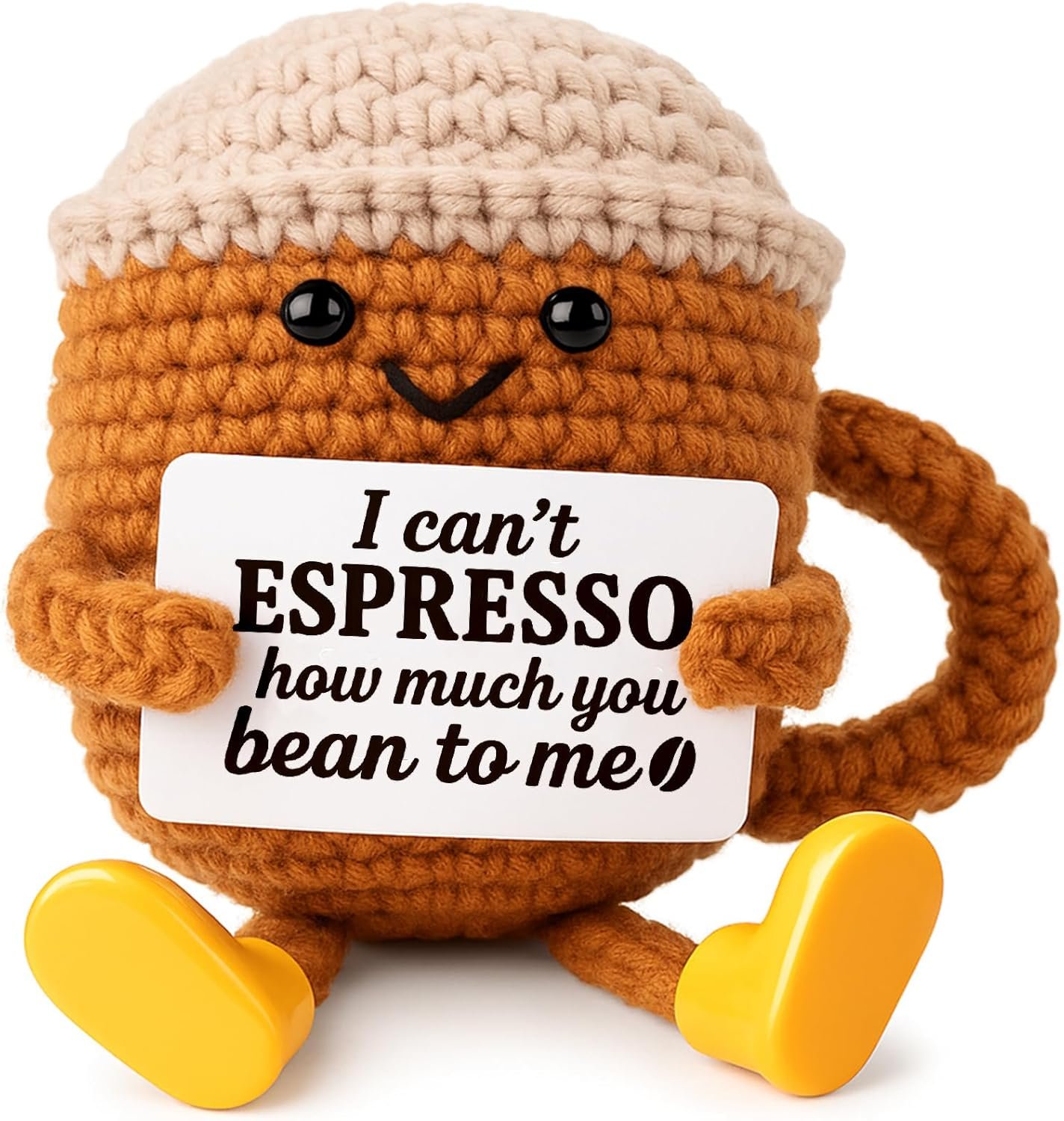 Positive Crochet Espresso Cup, Cute Small Coffee Lover Gift product photo