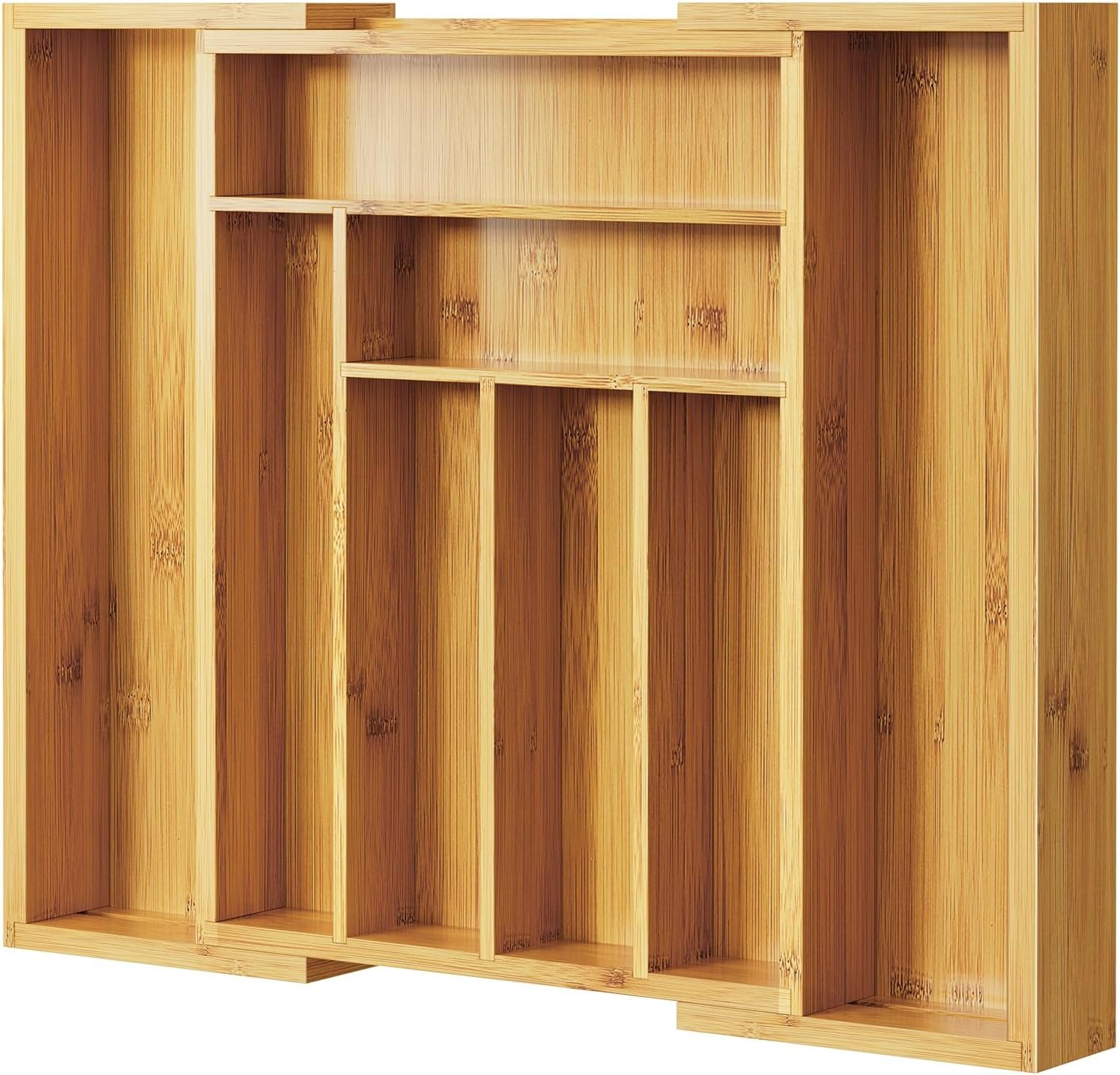 Pipishell Bamboo Expandable Silverware Drawer Organizer product photo