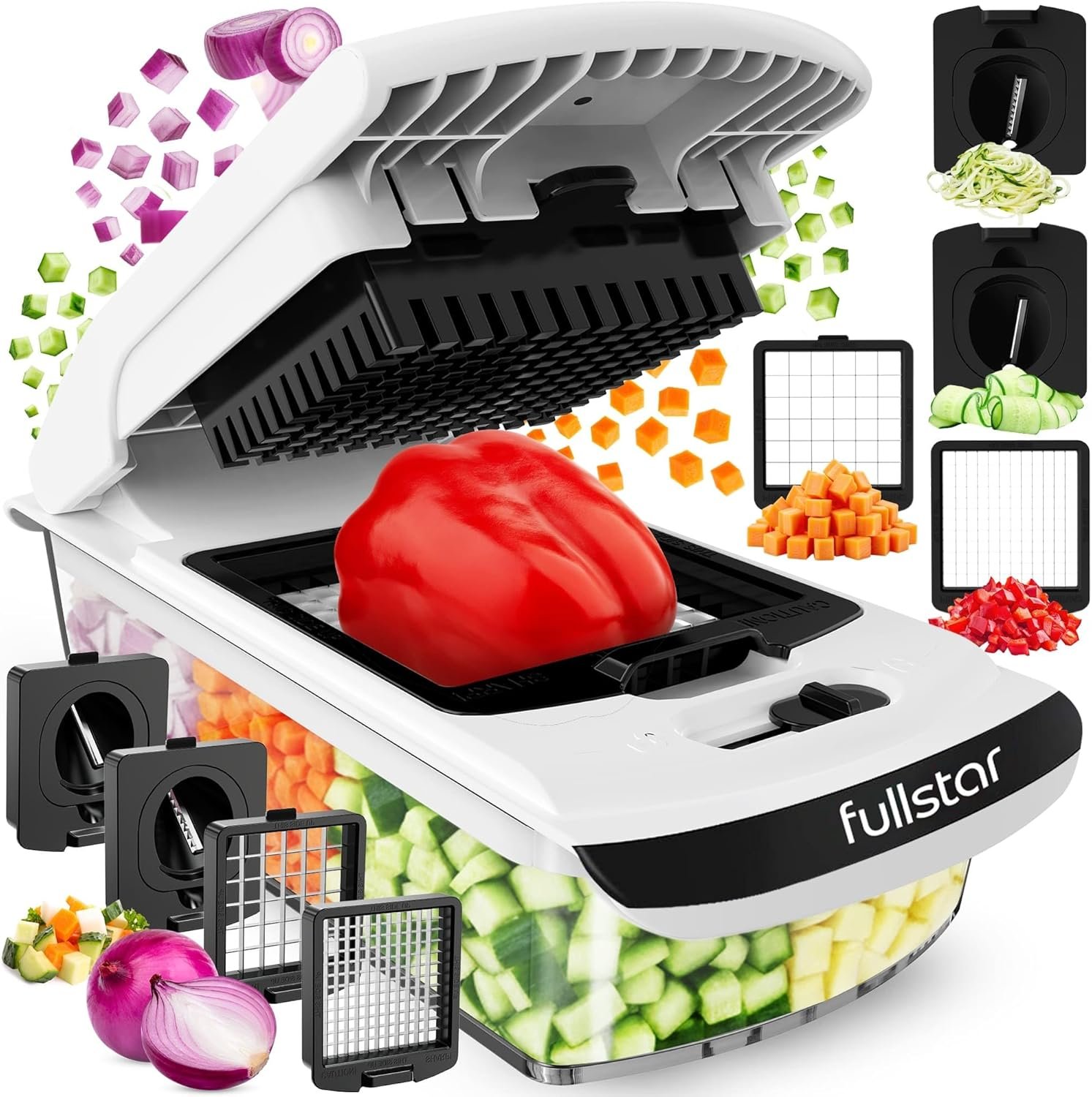 Fullstar 4-in-1 Vegetable Chopper and Spiralizer (White) product photo